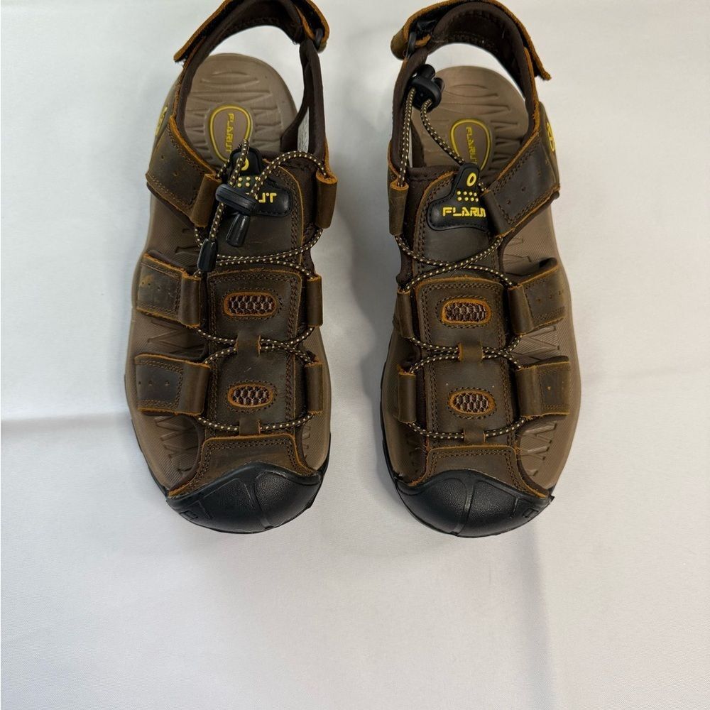 Flarut Brown and Black Hiking Sandals with Adjustable Straps